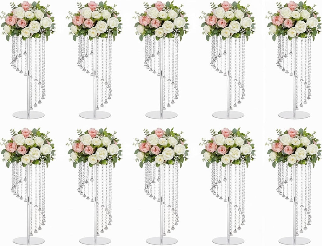 Wedding Centerpieces Decoration Flower Vase, Elegant Acrylic Crystal Stand -10 Pcs 23.6inch High Party Tables Decorations, Dining Table Chandelier Centerpiece Stands