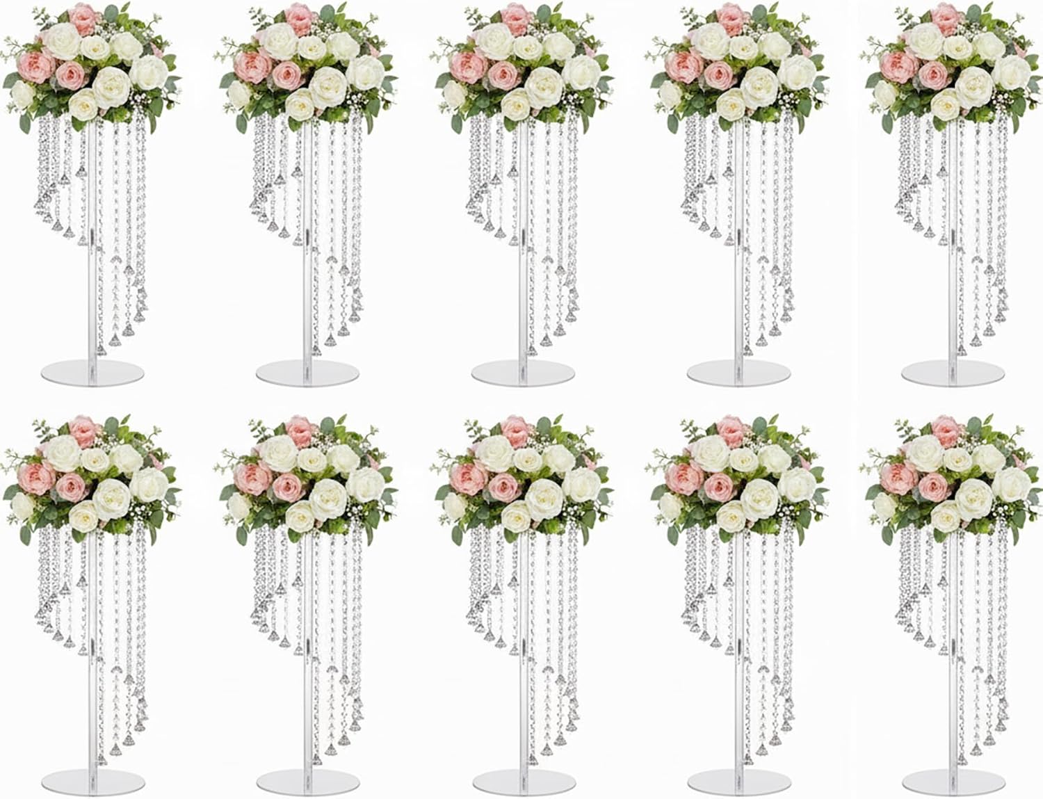Wedding Centerpieces Decoration Flower Vase, Elegant Acrylic Crystal Stand -10 Pcs 23.6inch High Party Tables Decorations, Dining Table Chandelier Centerpiece Stands