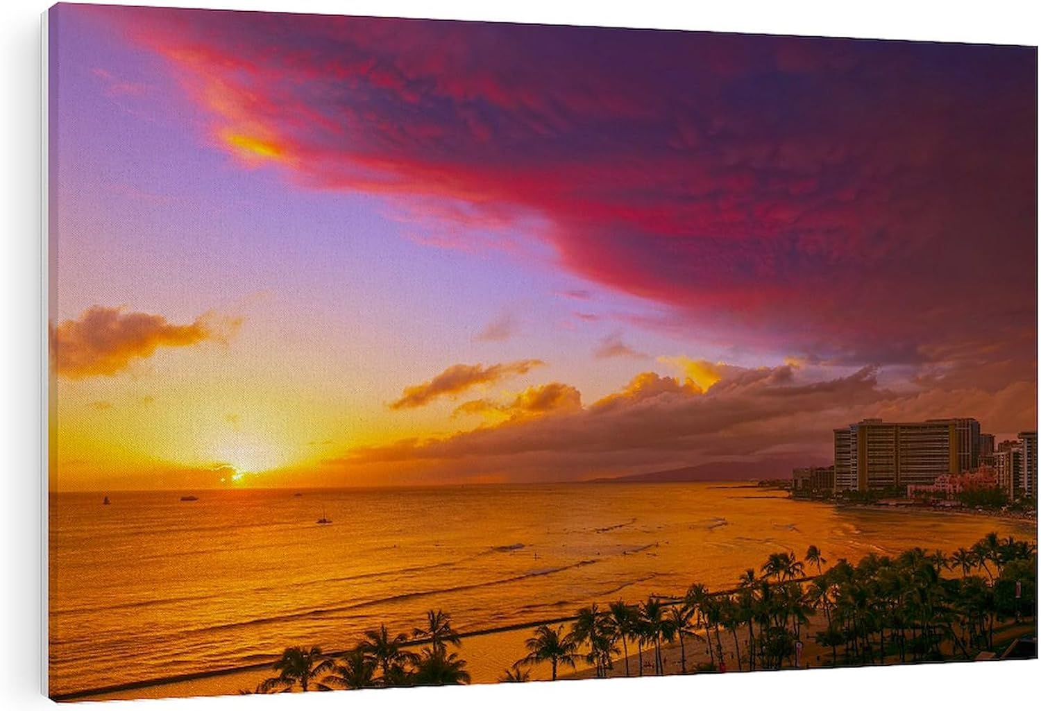 CafePress Canvas Wall Art Beach Glowing Cloud Oahu Ready to Hang for Living Room, Bedroom or Office