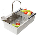 Large Kitchen Sink, With Drain Kits, 304 Stainless Steel, Heavy Duty Kitchen Bar Sink, Single Bowl Sink, For Drop In, Undermount(A,70x50x22cm)