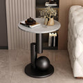 Round Side Table, Accent End Table, Sofa Side Table, Small Drink Table, Great for Living Room, Bedroom, Indoor & Outdoor (Color : Gray+Black, Size : 45x55cm)