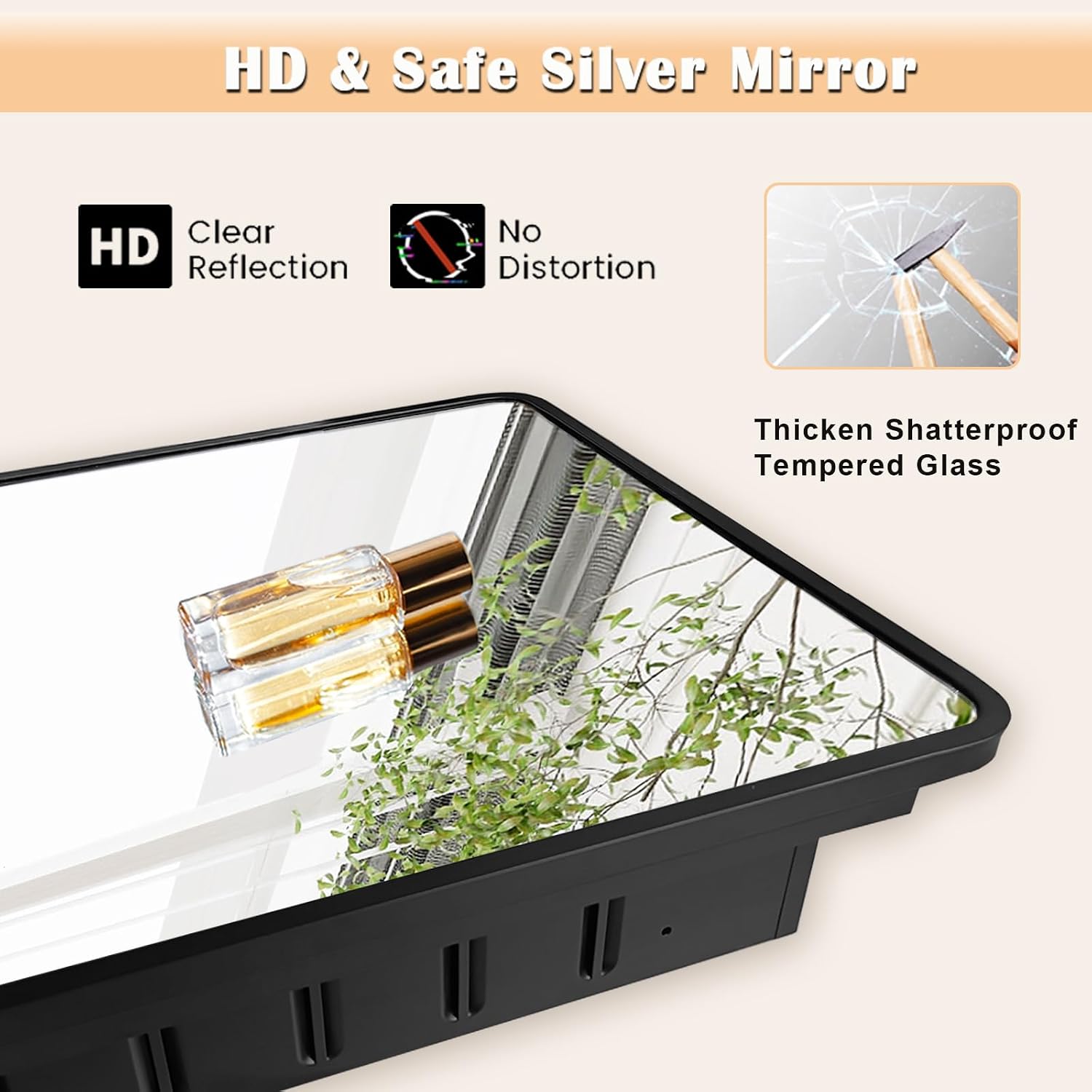 22'x30' Medicine Cabinet Mirror, Black Bathroom Cabinet with Mirror Wall-Mounted or Recessed, Bathroom Vanity Mirror with Storage, Solid Metal Frame, Adjustable Glass Shelves