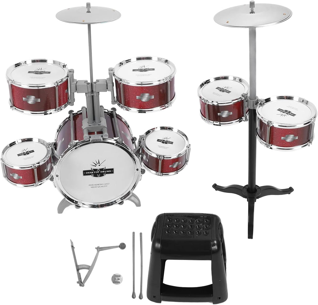 TOPINCN Kids Drum Set for Toddlers, Simulation Jazz Drum Set Musical Instrument Toy for Parent Children Interaction, Plastic Rock Jazz Drum Percussion Beginner Kit for Girls Boys