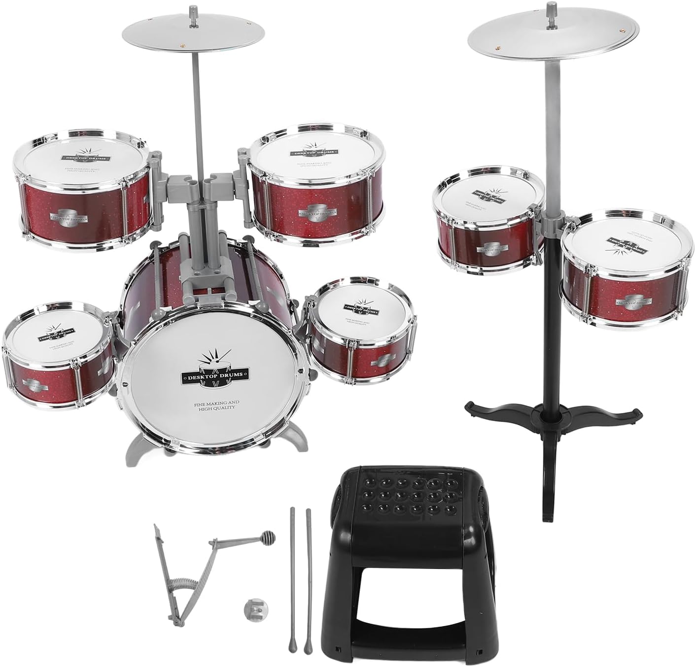 TOPINCN Kids Drum Set for Toddlers, Simulation Jazz Drum Set Musical Instrument Toy for Parent Children Interaction, Plastic Rock Jazz Drum Percussion Beginner Kit for Girls Boys