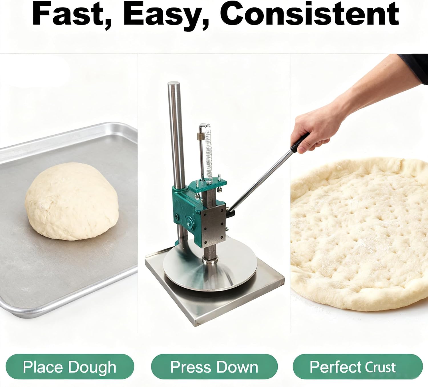 INTBUYING 14inch Manual Pizza Dough Pastry Press Machine Household Pizza Cake Press Machine Dough Press Sheeter Dough Pastry Presser Stainless Steel Pasta Maker Pizza Express Machine
