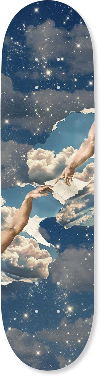 Retro Collage Art Acrylic Wall Art Die-Cut Easy-to-Hang, 1 Panel 8' x 32', The Creation Skateboard
