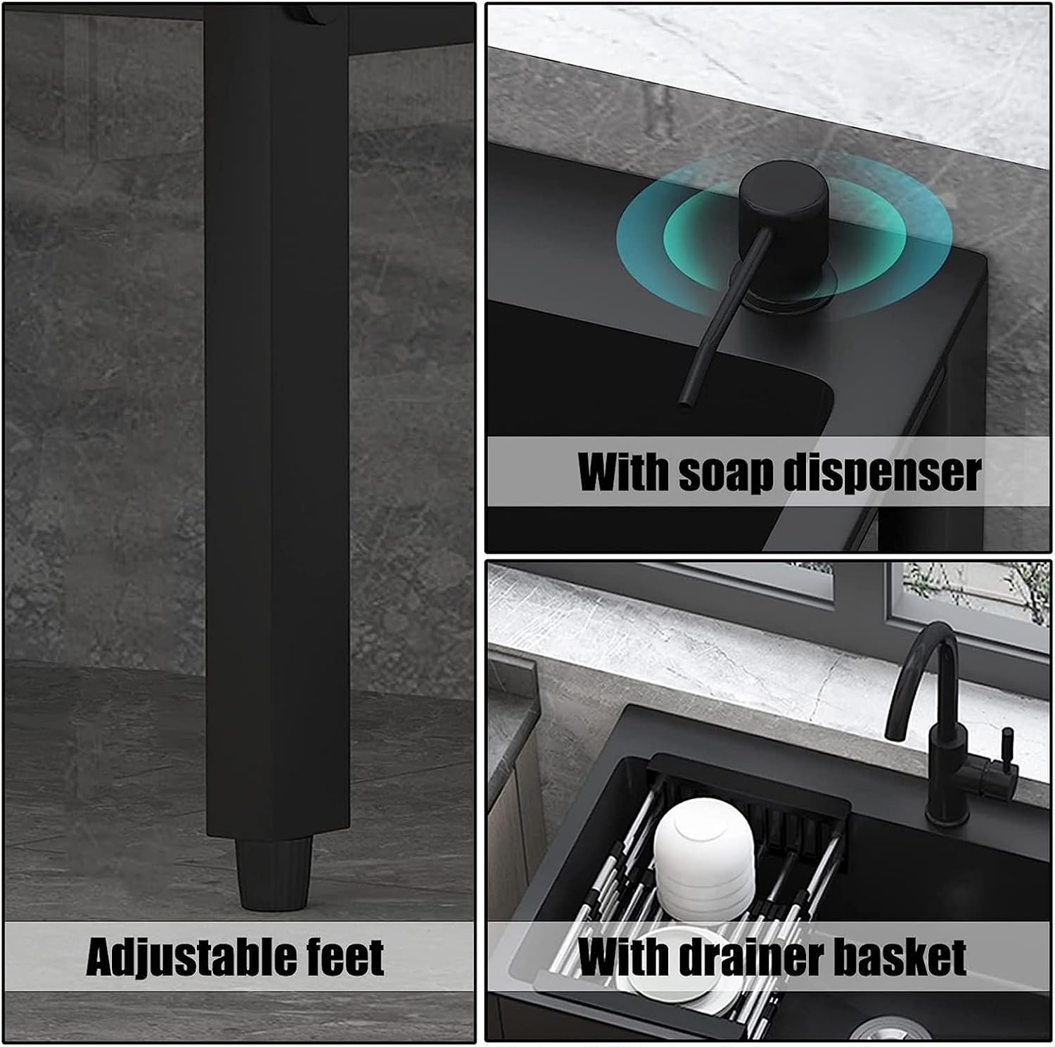 Commercial Stainless Steel Kitchen Sink, Outdoor Utility Single Bowl Sink,Heavy Duty Wash Station w/Faucet and Shelves for Garage,Restaurant,Kitchen,Laundry(68 * 45 * 86cm/26.7 * 17.7 * 33.8in