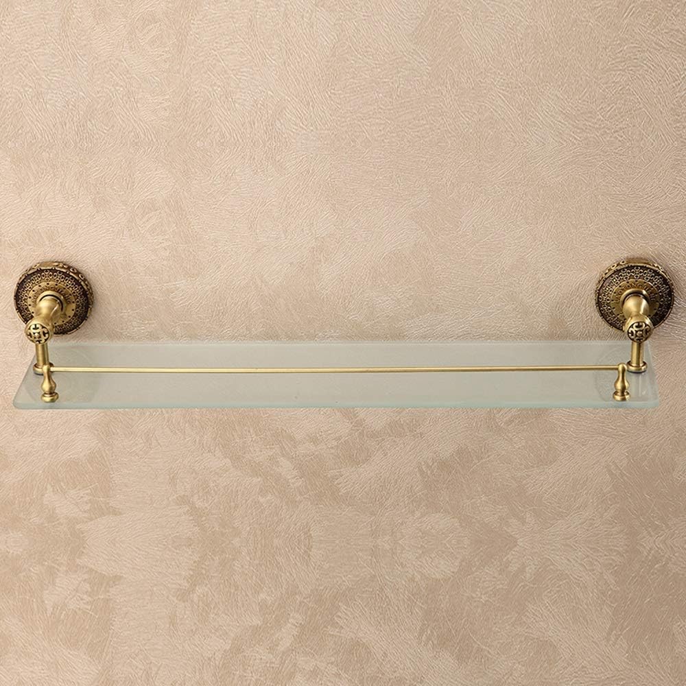 Vintage Bronze Brass Glass Holder Bathroom Shelf Wall Mounted Storage Stand Rack with Towel Bar Antique Solid Brass Rustproof Copper Floating Shelving for Cosmetics