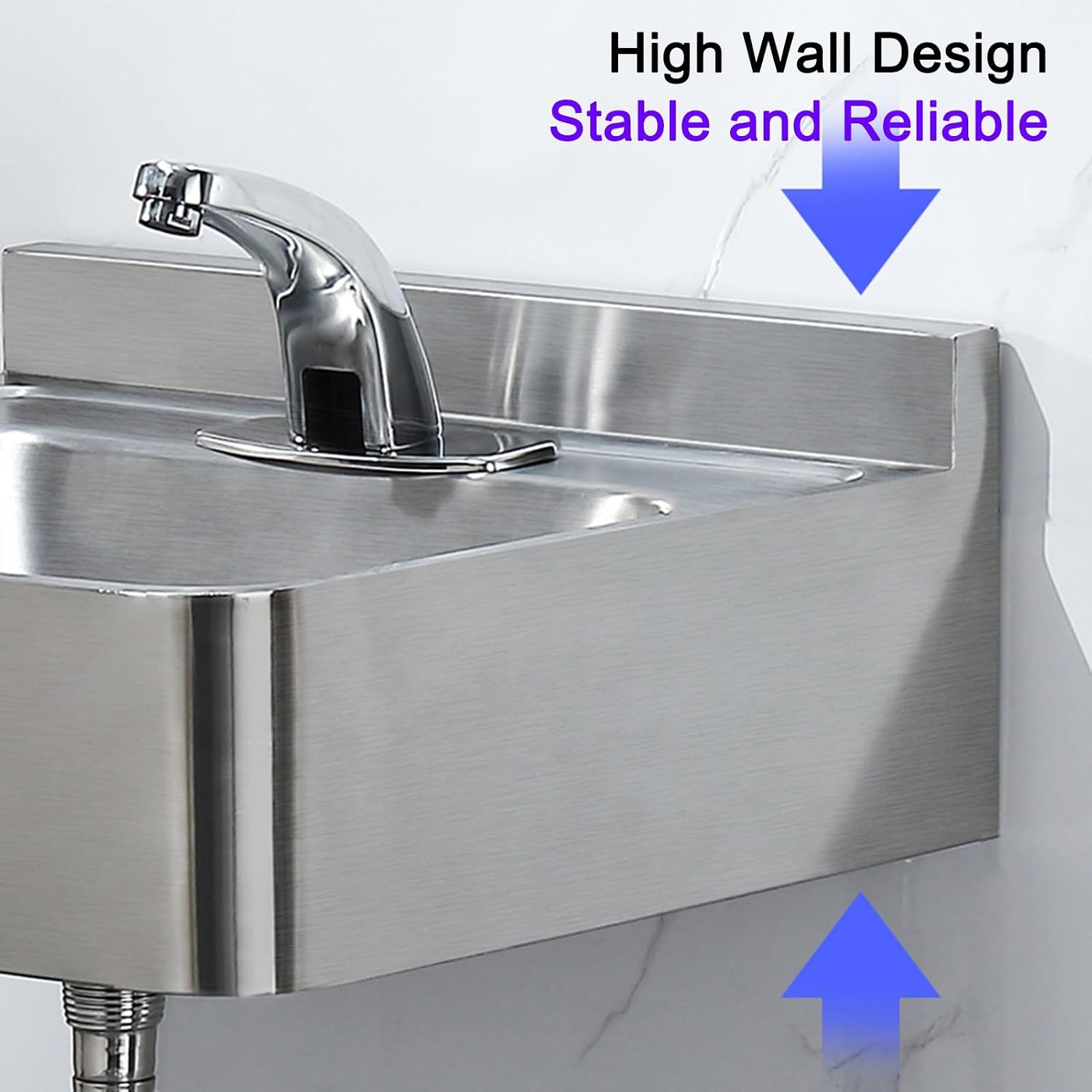 Commercial Sink Hand Washing Basin, Mini Stainless Steel Wall Mounted Sinks, with Drainer Unit and Tap, Utility Sink Single Bowl Sink for Restaurant, Kitchen and HOM,Single Cold Water Faucet