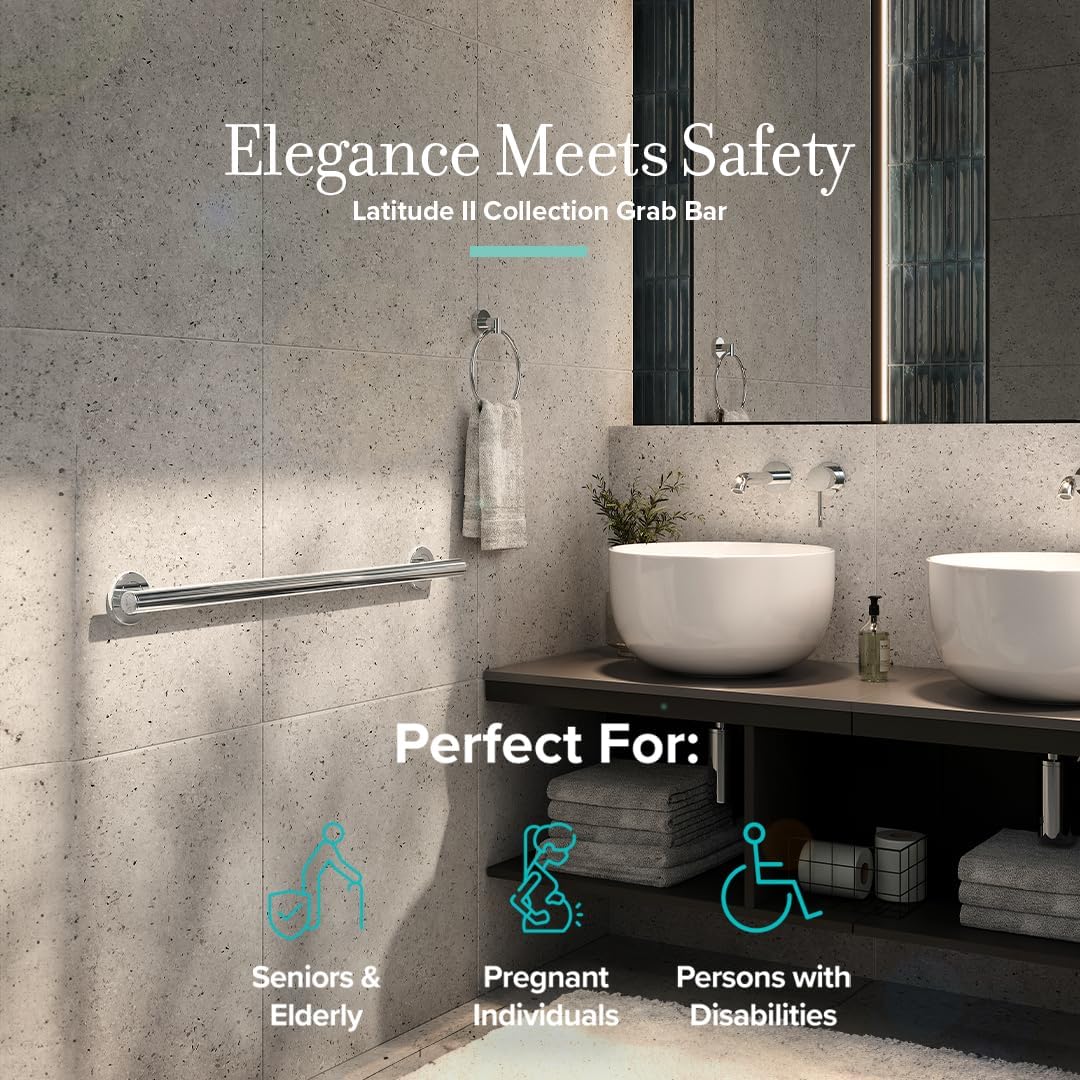 Gatco 854 Latitude II 24' Bathroom Grab Bar, Chrome