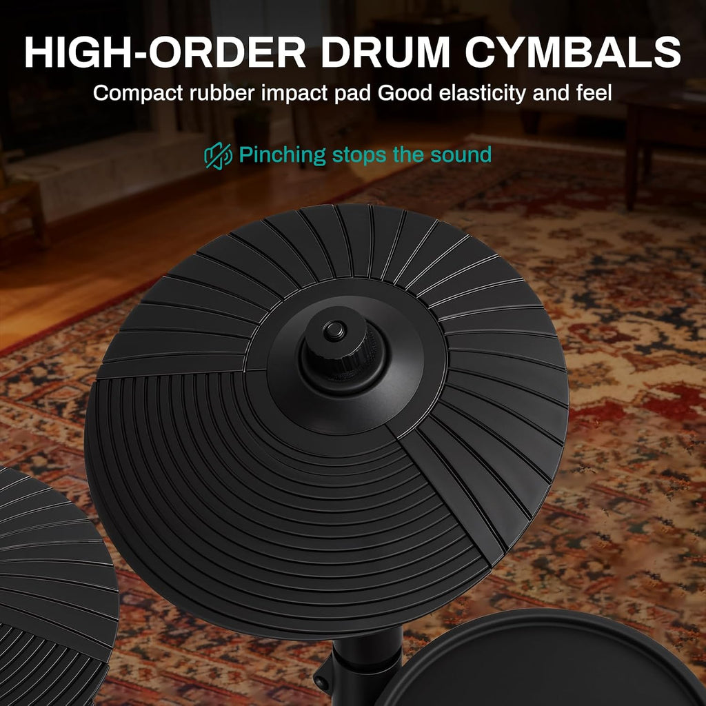 AODSK Electric Drum Set for Beginners with 241 Sounds,4 Quiet Drum Pads,2 Pedal,Throne,Sticks,Electronic Drum with Headphone,AED-400pro