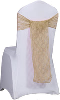 MDS® Pack of 200 Lace Chair Sashes for Weddings, Decorative Floral Lace Chair Bows Bands for Banquet, Reception, Anniversary, Bridal Shower, Birthday, Party, Ceremony & Event Décor - Champagne Gold