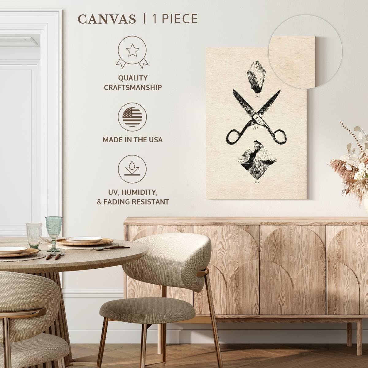 ElephantStock - Rock Scissors Paper Vintage Wall Art - Vertical Canvas Wall Art - Home Office Wall Decor - Drawing Game Canvas Art - Black And Gray Decor by Daniel Coulmann - 26' x 39'