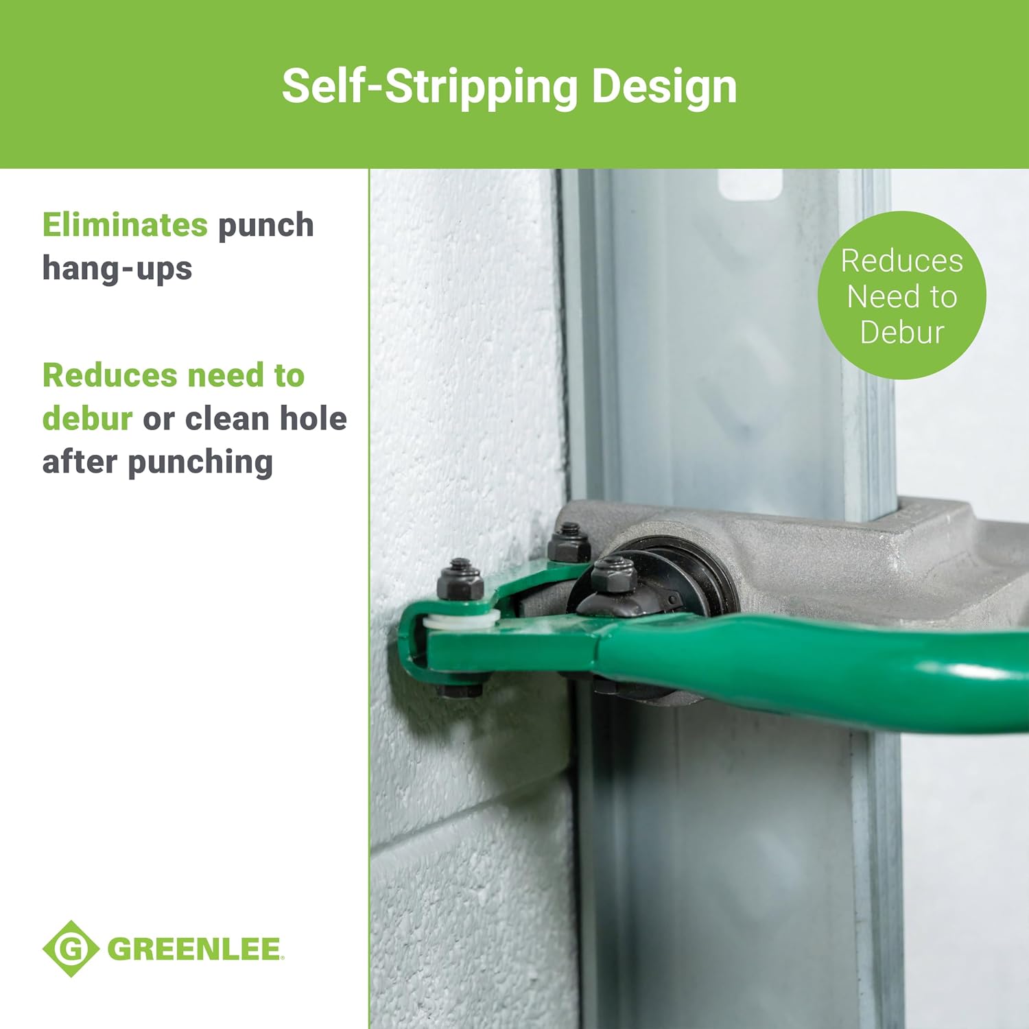 Greenlee 710 1-11/32' Manual Metal Stud Punch Tool with Aluminum Head and Contoured Handle, 1-11/32' Diameter Self-Stripping Stud Puncher