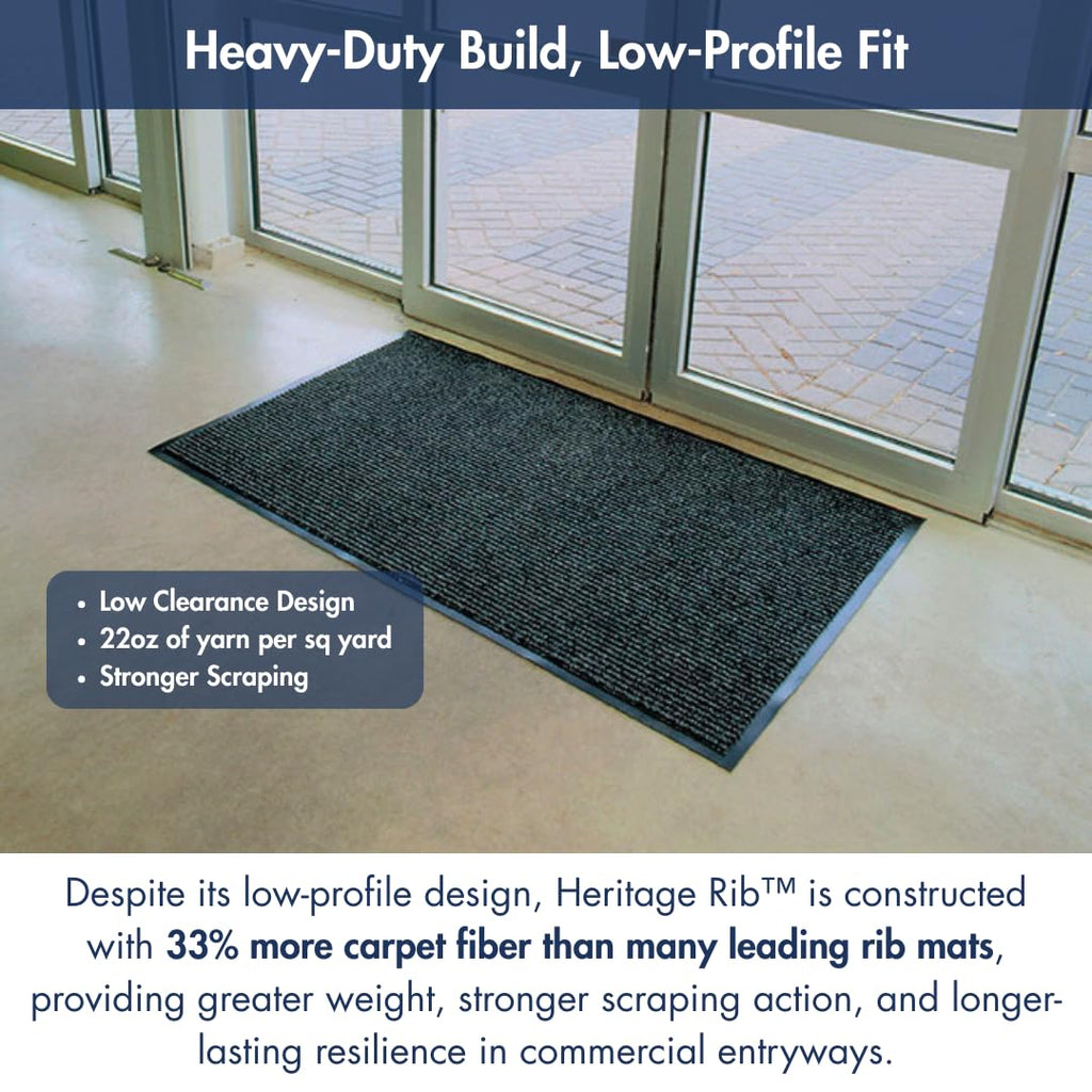 Notrax Heritage Rib™ Commercial Indoor Door Mat Office Rugs – 4' x 6' Brown Front Door Mat with Double Rib 22oz Yarn, Non-Slip Vinyl Backing – Durable Entryway Rug Made in The USA – 117S0046BR