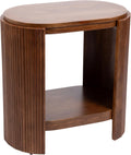 Kate and Laurel Cakora Modern Capsule Ribbed Mango Wood Side Table, 22 x 13 x 22, Walnut Brown, Mid-Century Decorative Two-Tier End Table for Use as a Bedroom Nightstand or Living Room Plant Stand
