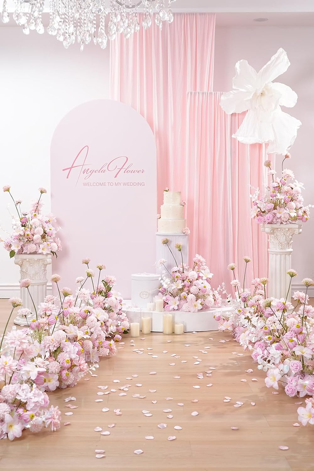 2pcs19inch Pink Free Standing Flowers Ball Bouquet Artificial Rose Arrangements Balls for Wedding Centerpieces Tables Chair Aisle Runner Flowers Decoration