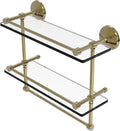 Allied Brass MC-2TB/16-GAL-UNL Monte Carlo Collection 16 Inch Gallery Double Glass Towel Bar Shelf, Unlacquered Brass