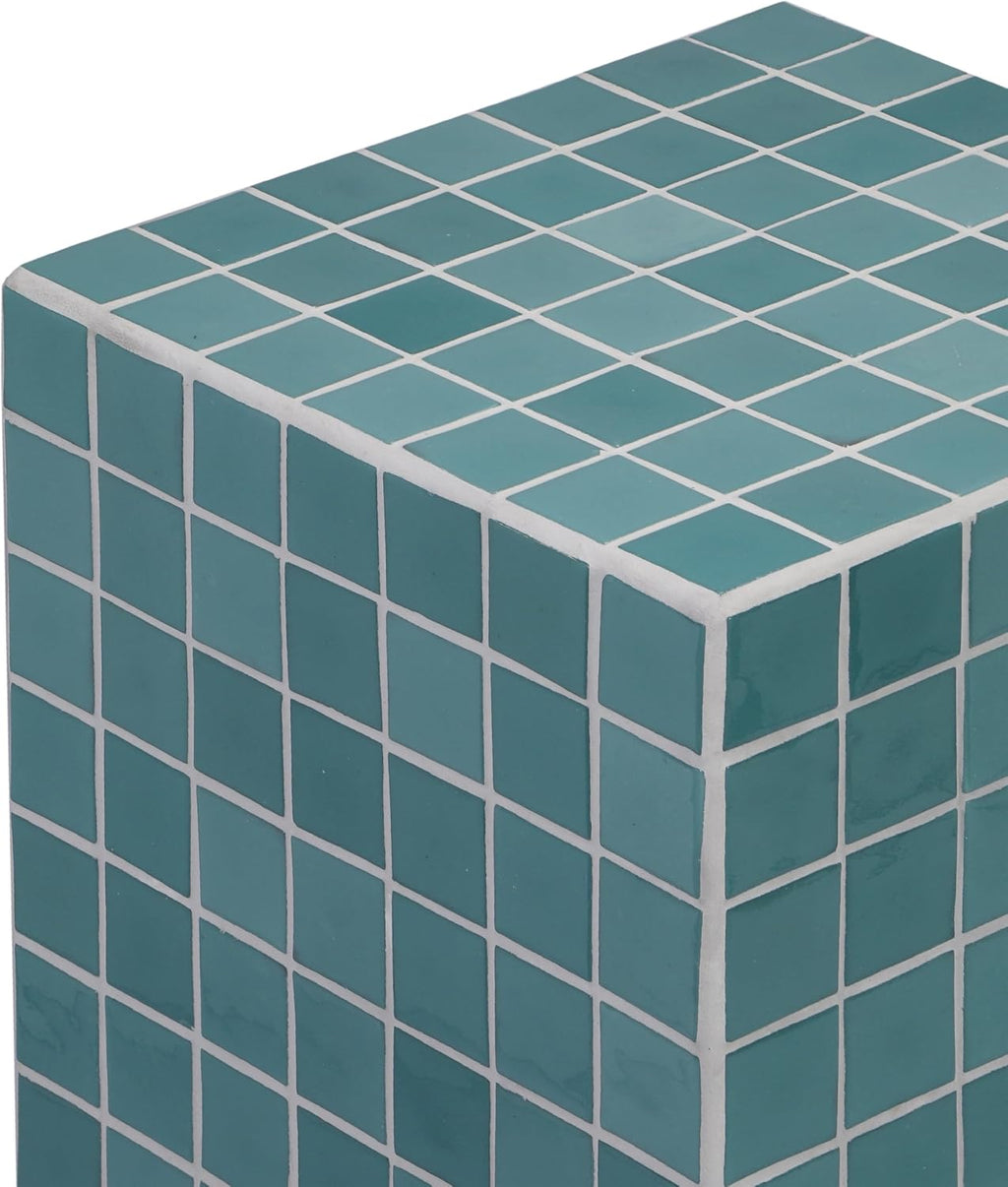 JONATHAN Y END2000A Callista 18' Modern Bohemian Ceramic Tiled Rectangle End Table, Side Table, Accent Table for Living Room, Bedroom, Teal Blue/White