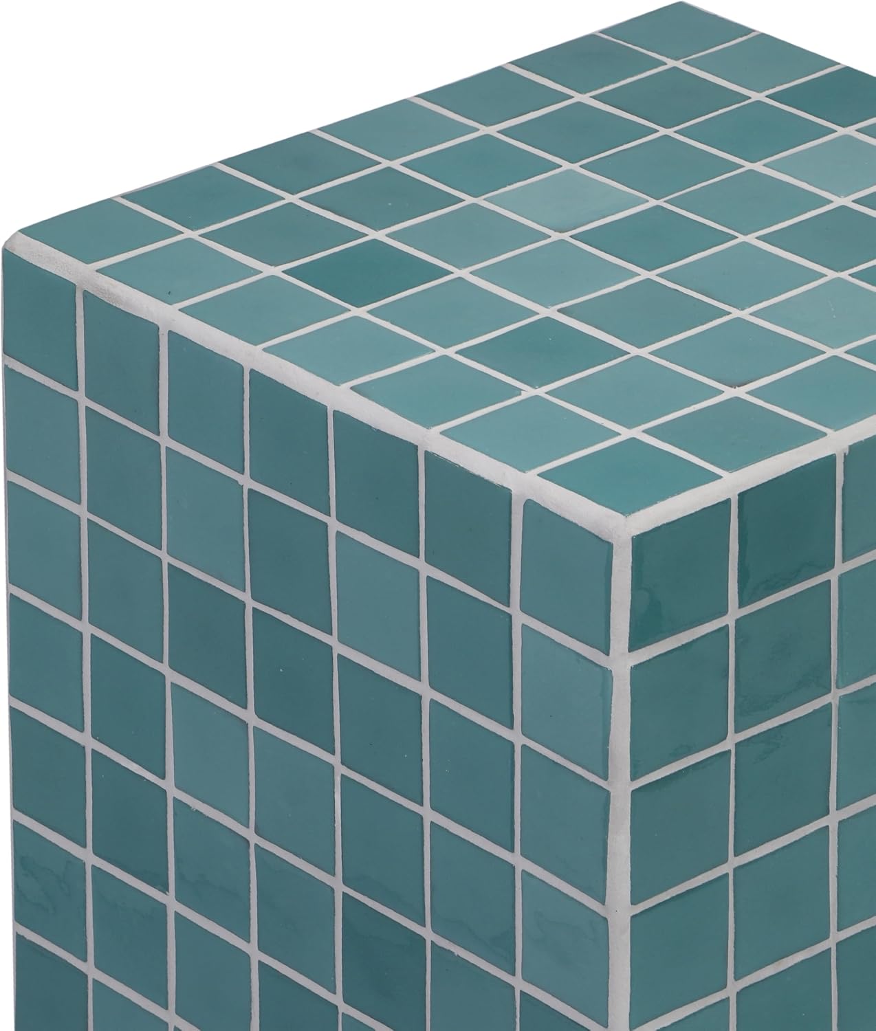 JONATHAN Y END2000A Callista 18' Modern Bohemian Ceramic Tiled Rectangle End Table, Side Table, Accent Table for Living Room, Bedroom, Teal Blue/White