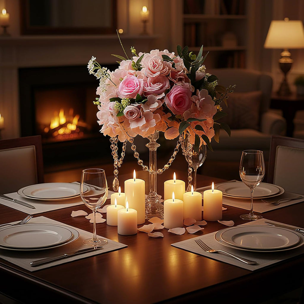 12 Set Wedding Centerpieces for Tables 12 Glass Flower Stands for Wedding 12 Acrylic Crystal Strings 72 Acrylic Crystal Ornament Beads for Party Christmas Party Tabletop Decoration