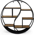 Christopher Knight Home Bobby Industrial Hanging Circular 8 shelves, Wall Shelf, Black Finish, Natural