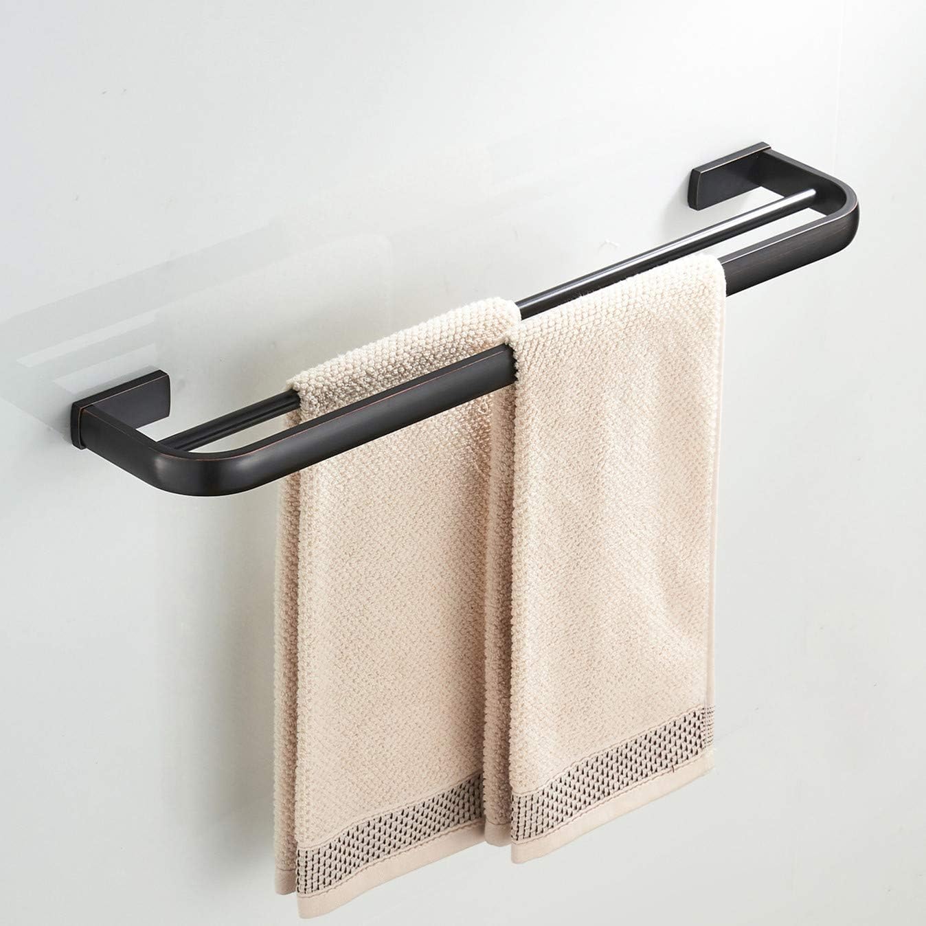 304 Stainless Steel Double Layer Towel Bar Rack Wall Mounted Towel Holder for Bathroom & Kitchen Durable Black Finish Space Saving Design Rust Resista