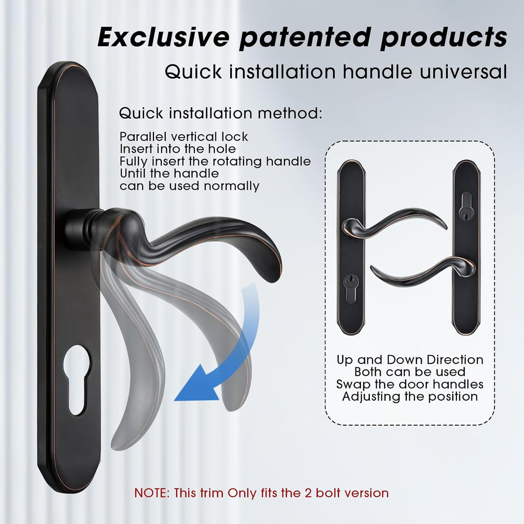 MaxxGeek Storm Door Handle Accessory Set fit Pella Storm Door Handle Replacement Part, with Key and Lock Cylinder (Oil-Rubbed Bronze)