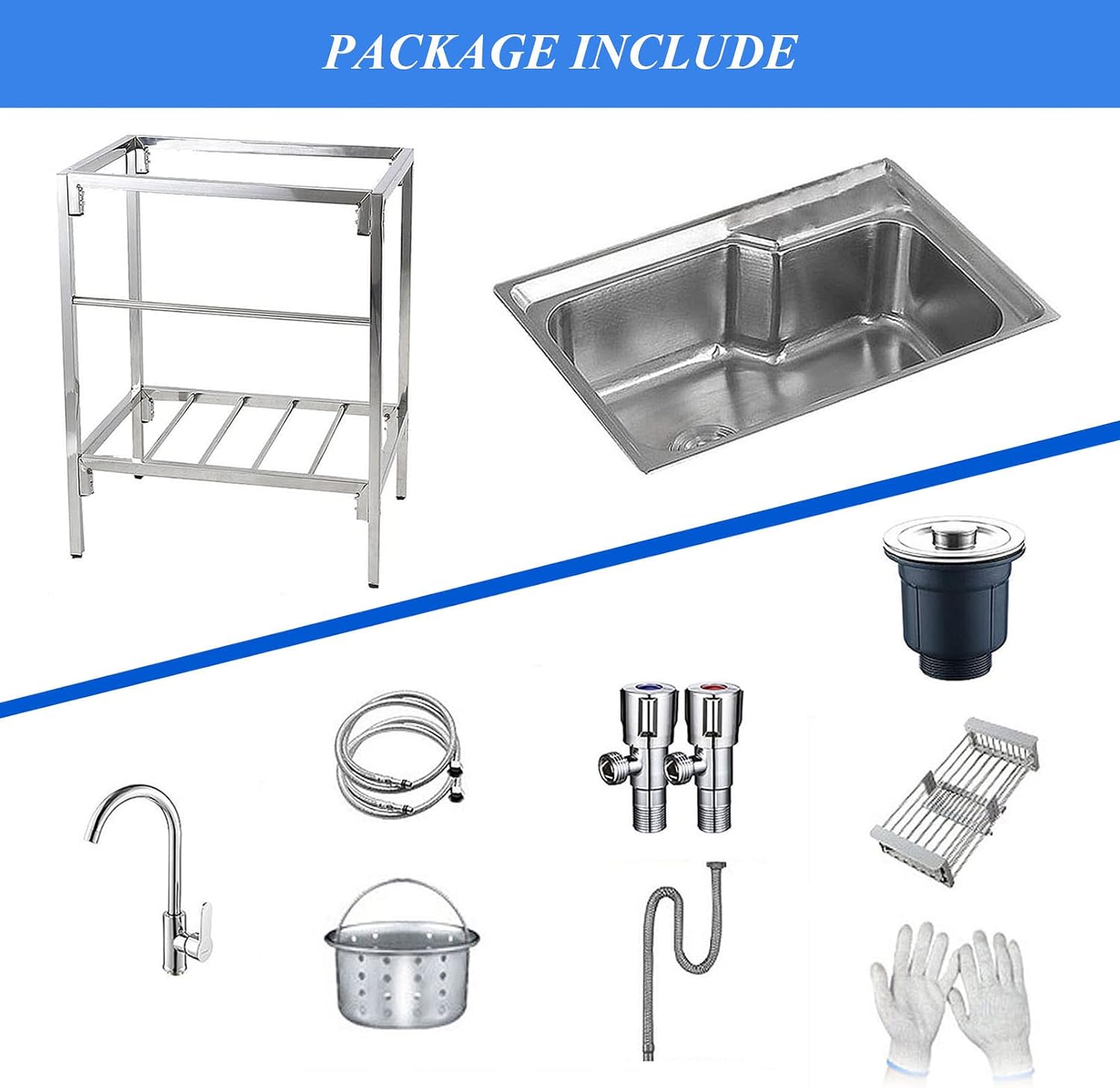 Free Standing Sink | 1 Compartment Commercial Kitchen Sink | Utility Prep Sinks | Single Bowl Sink | 304 Stainless Steel Sink | Extra-Deep Laundry Tub | Indoor-Outdoor Protable