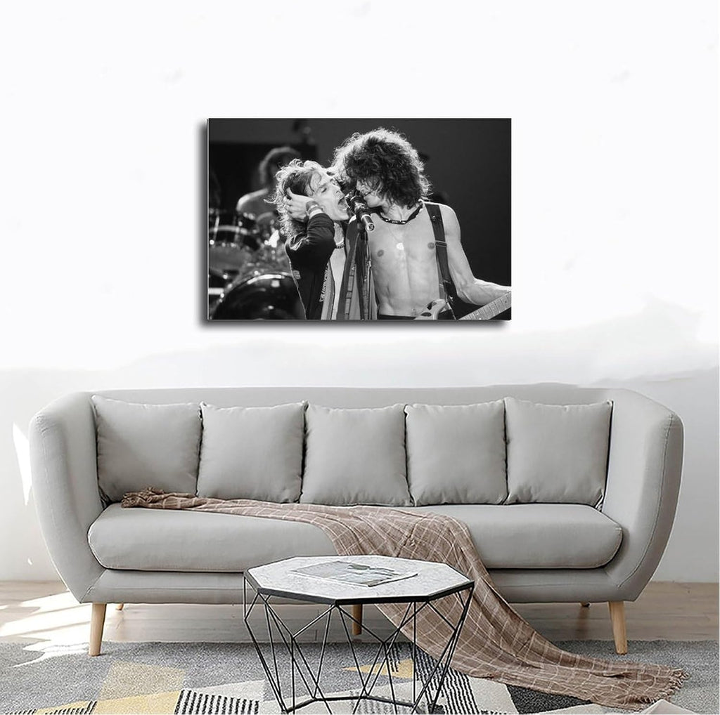 TONITOTA Joe_perry Rock Scene Classic Canvas Poster | Retro Historical Black And White Photos | Wall Art | Kitchen | Bathroom Decor | Frame 24x36inch
