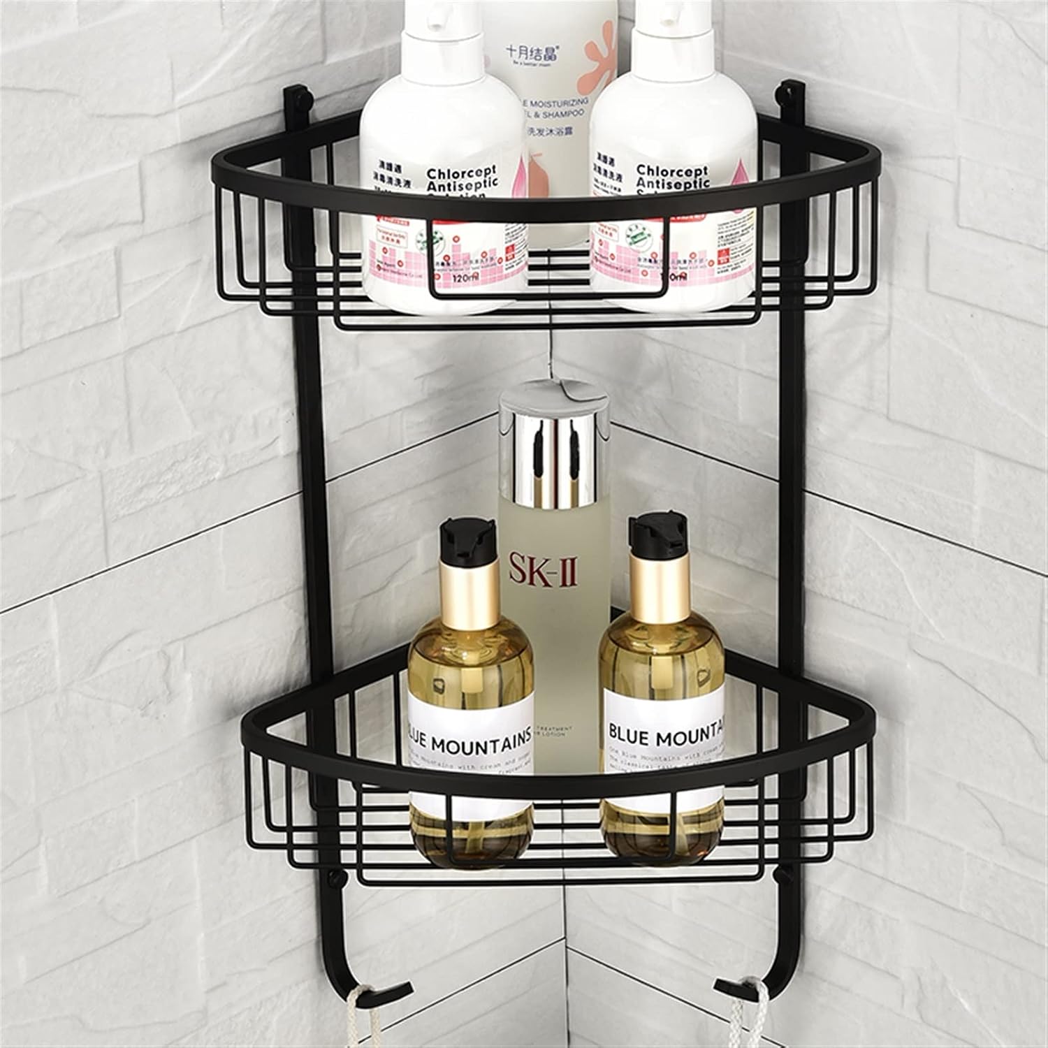 Floating Shelves Bathroom Shelf Organizer Shower Triangle Storage Rack Corner Shelves Wall Mounted Home Organizer Bath Accessories for Bathroom Storage (Color : 1) (D 2 Layers)