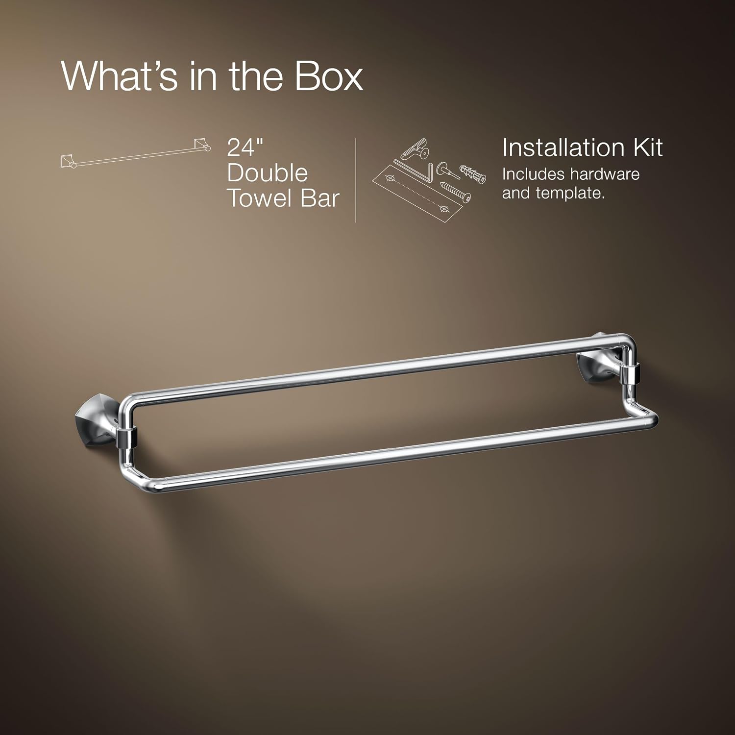 Kohler 27062-CP Occasion® 24' Double Towel bar, Polished Chrome