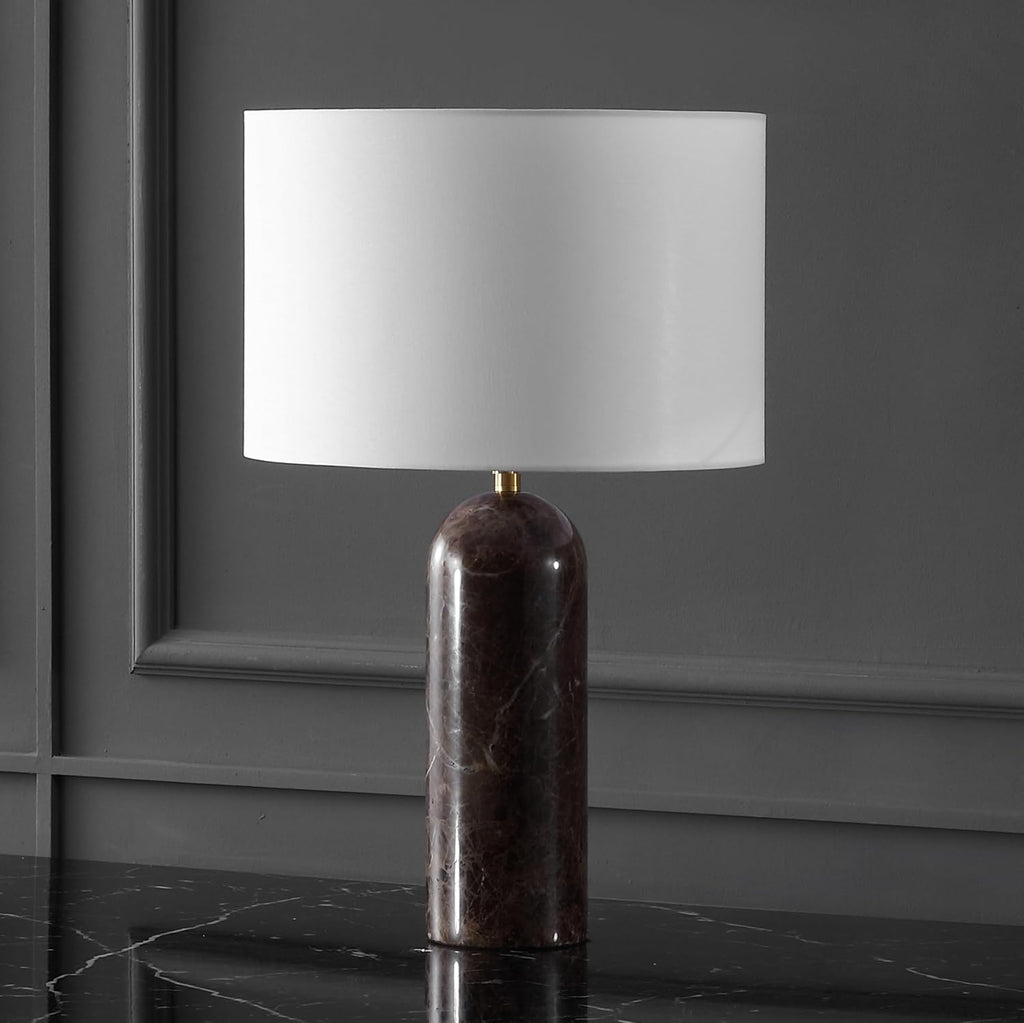 SAFAVIEH Couture Lighting Collection Kayabelle Dark Brown/White Marble 27-inch Dimmable Table Lamp for Bedroom Living Room Home Office Desk Nightstand (LED Bulb Included)