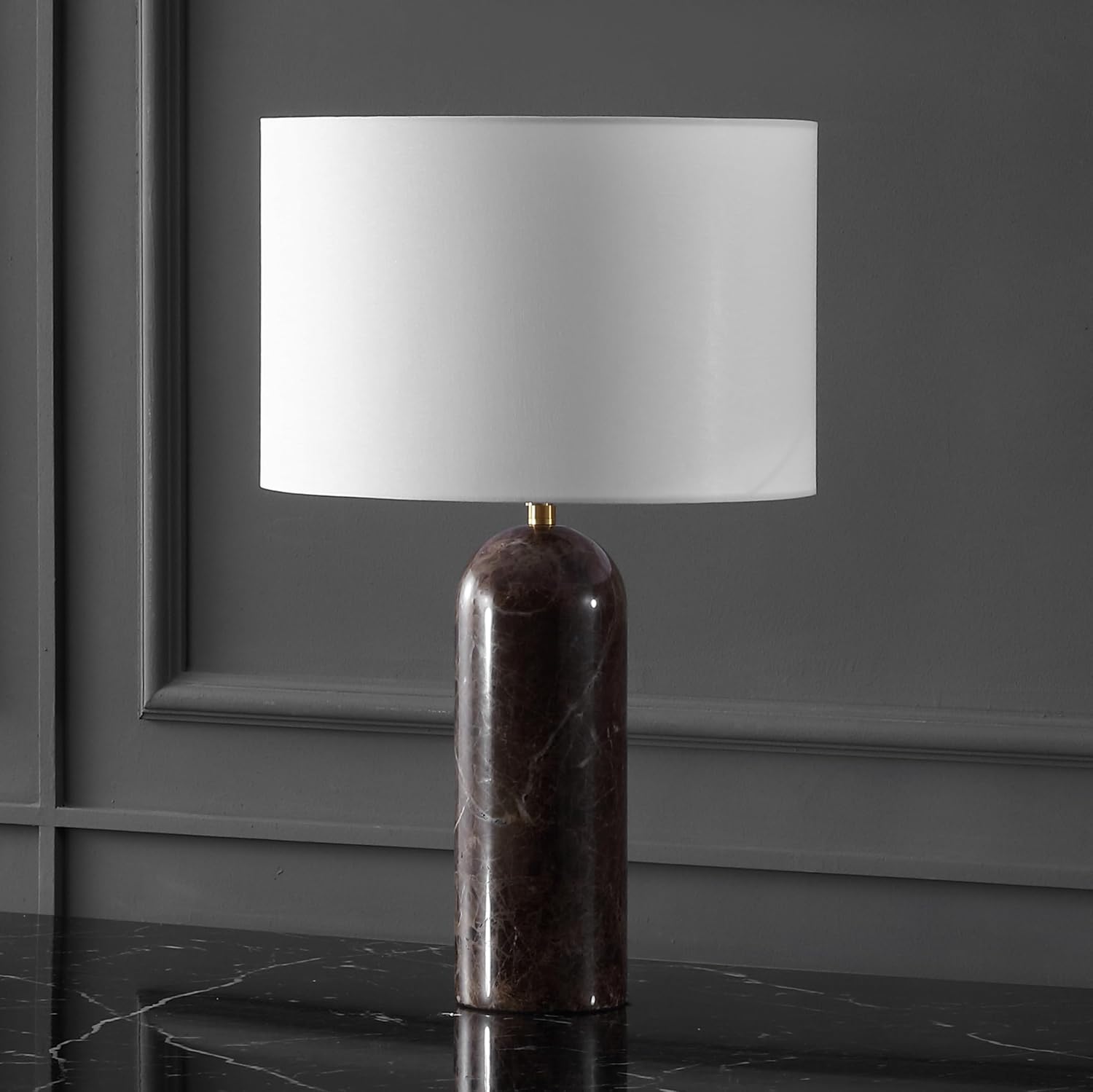 SAFAVIEH Couture Lighting Collection Kayabelle Dark Brown/White Marble 27-inch Dimmable Table Lamp for Bedroom Living Room Home Office Desk Nightstand (LED Bulb Included)