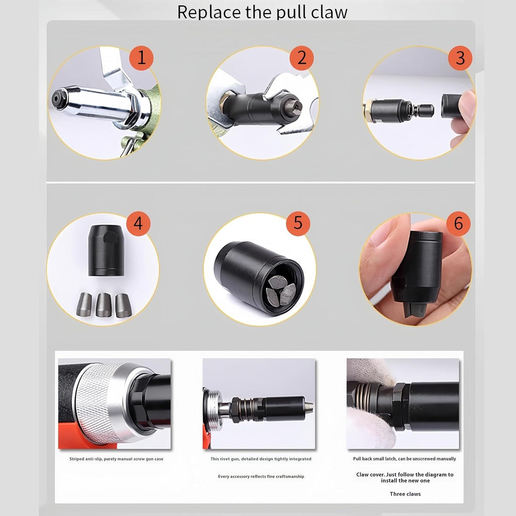 Heavy Duty Air Rivet Gun - Professional Pneumatic Pop Riveter or Automotive, Construction, Manufacturing Industries