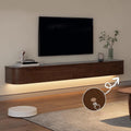 Floating Tv Cabinet for Wall White Mueble Flotante para Tv Floating Entertainment Center Modern Tv Shelf Stands,LED Floating TV Unit with Corner Cupboards & Drawer, Wall-Mounted Entertainmen