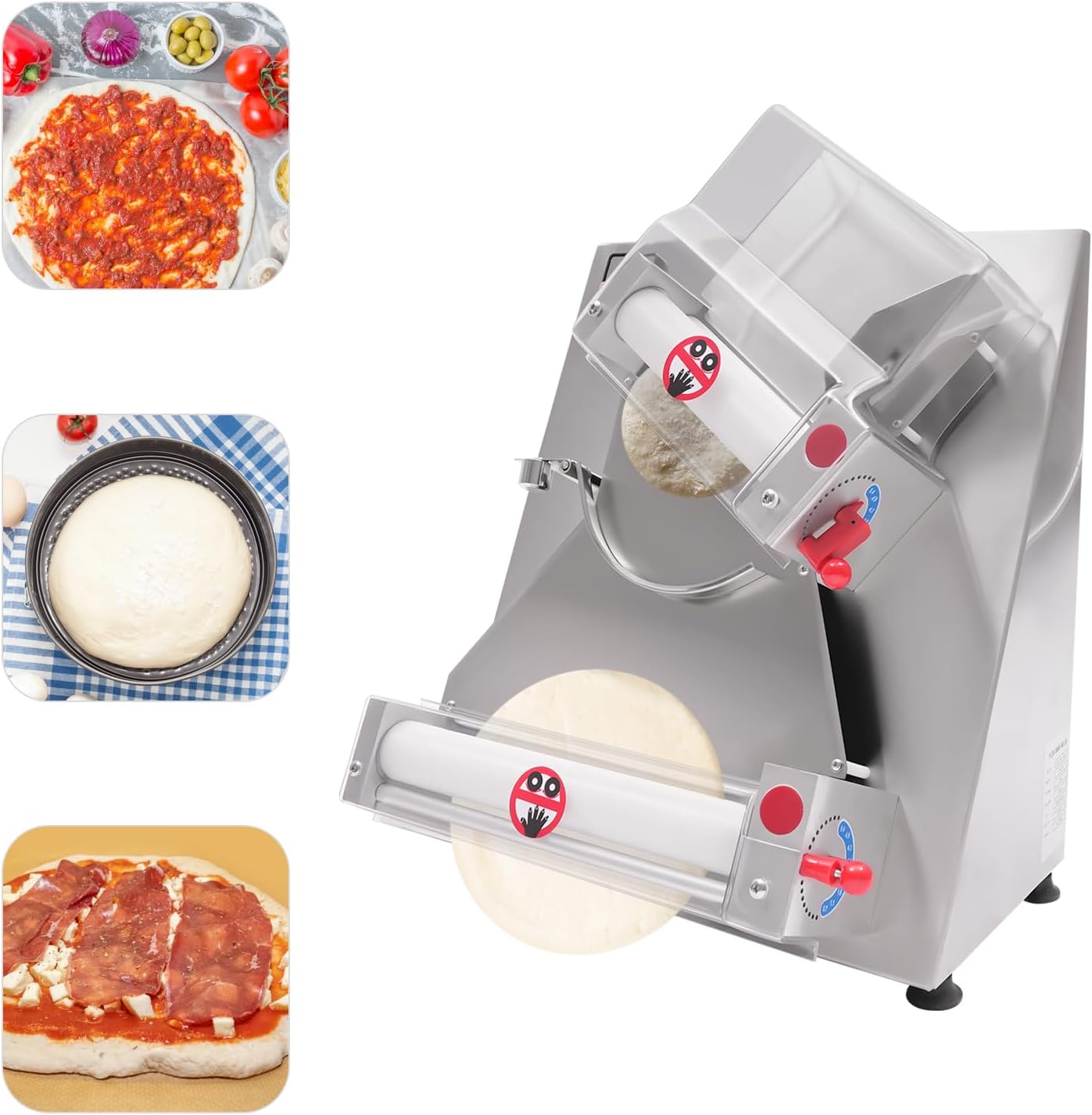 Electric Pizza Dough Roller Sheeter Machine, Automatic Commercial Pizza Press Making Machine 370W 110V Stainless Steel Pasta Maker Machine For Bakeries Pizzerias, Restaurants Kitchens (4-12in)