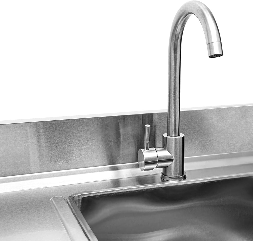 Stainless Steel Sink Single Commercial Utility Sink Free Standing Kitchen Sinks with Cold and Hot Water Faucets for Kitchens, Garage, Laundry Room (39.4'W x 19.7'D x 35.4'H)