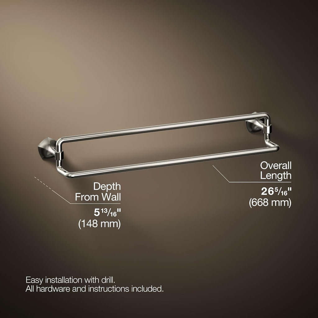Kohler 27062-SN Occasion® 24' Double Towel bar, Vibrant Polished Nickel