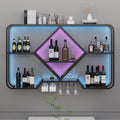 Black Wall Mount Wine Glass Rack Shelf for Whiskey Bottles Floating Corner Bar Organizer Display Rack Mini Bar Bottle Holder 120cm