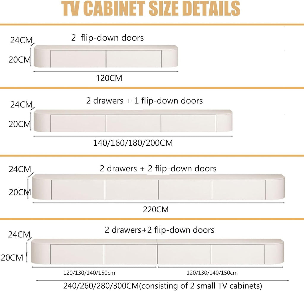 Floating TV Stand Wall Mounted Floating Wall Mounted TV Console Floating TV Shelf Entertainment Center Media Console for Under TV for Living Room & Office