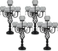 5-Arm Crystal Candelabra Centerpiece 23.2' Tall - Elegant Candle Holder Stand with Crystal Bowl, Chic Table Decor for Weddings, Parties, Anniversary & Home Decoration (4, Black)