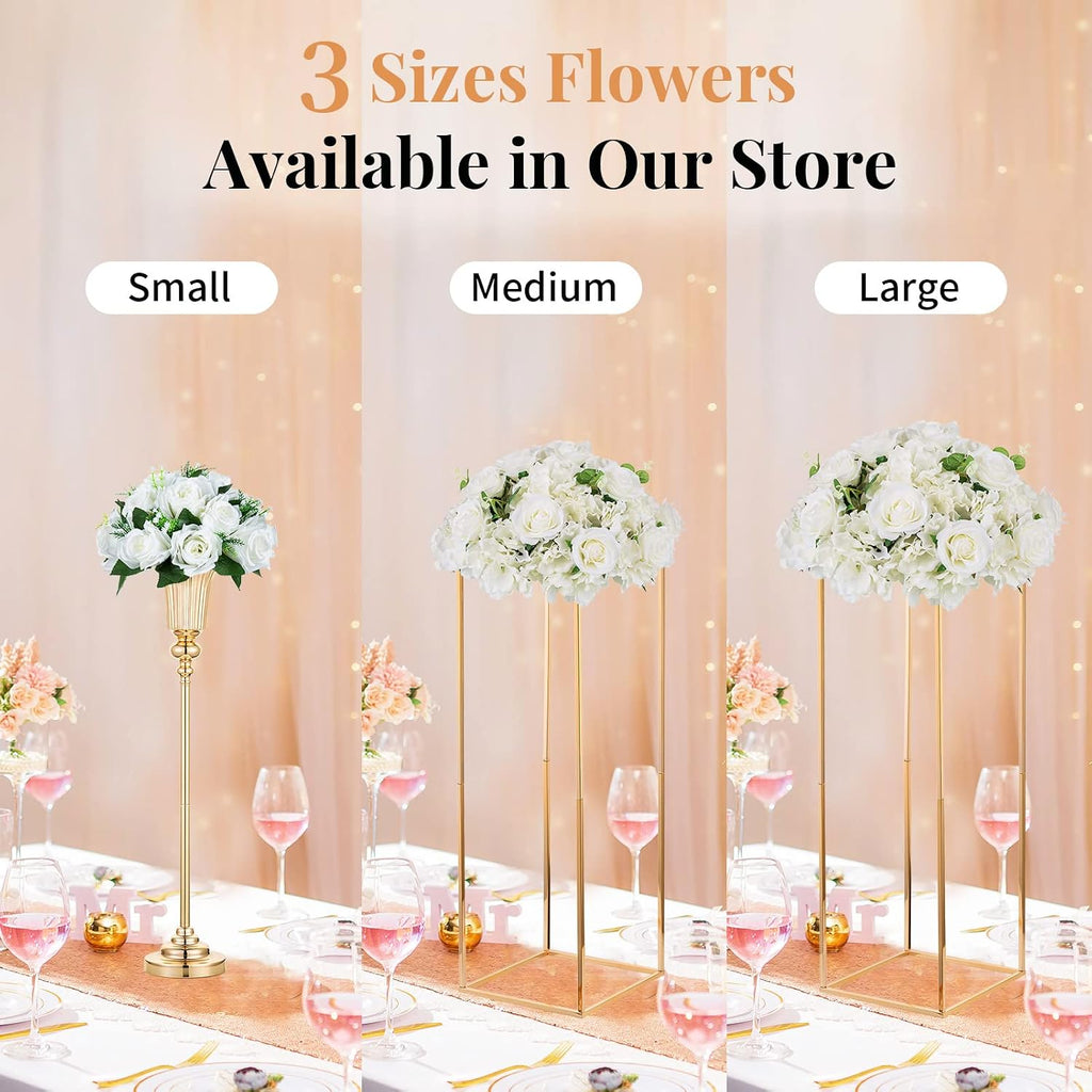 NUPTIO Flower Balls for Wedding Centerpieces - 10 Pcs 14.2 inch Diameter Fake Flower Ball Arrangement Bouquet Party Centerpieces for Tables - White Rose Bouquet Centerpiece Flowers for Wedding Table