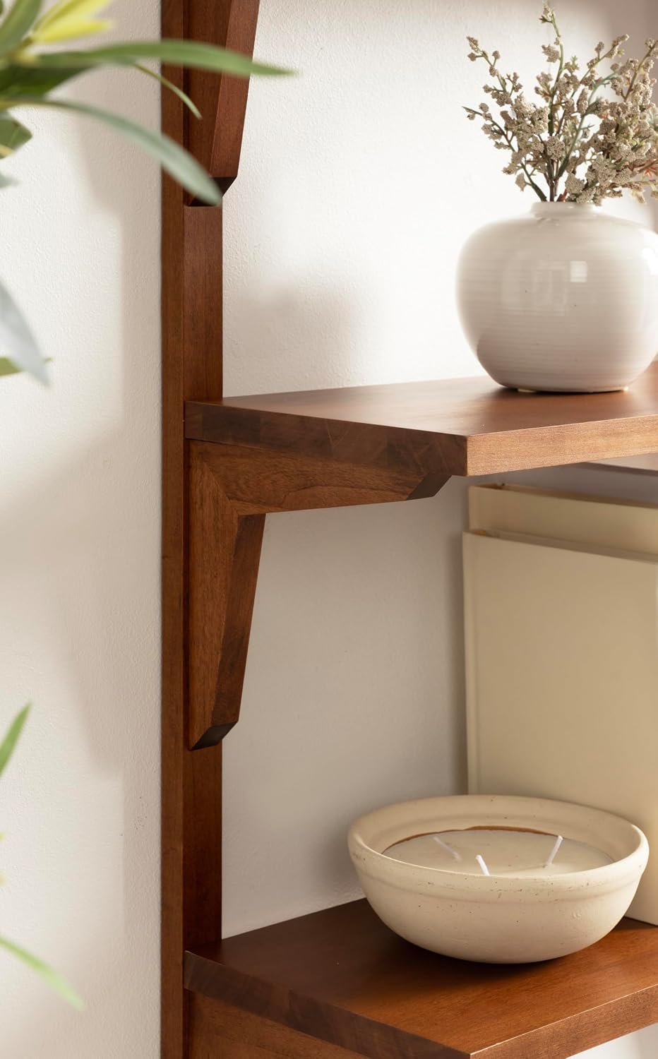 Kate and Laurel Meridien Modern Three-Tier Wooden Shelves, 18 x 9 x 32, Walnut Brown, Stunning Tiered Wall Shelf for Storage and Display as Cute Nursery Shelving or Over-the Toilet Storage