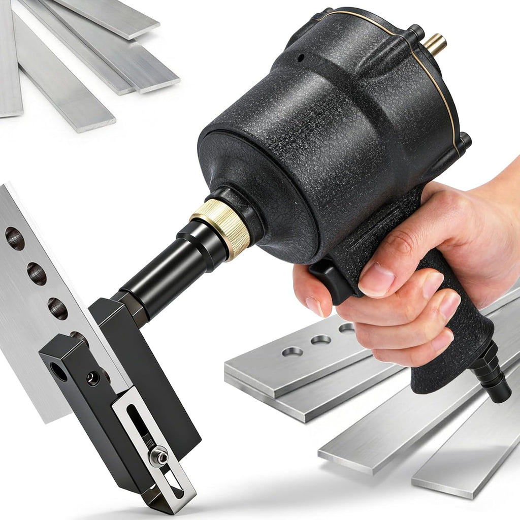 NEWTRY 8mm Pneumatic Hole Puncher Air Metal Hole Punch Tool Industrial Punching Gun Heavy Duty Metal Hole Flange Opener for Doors & Windows, Factory, Office and Home
