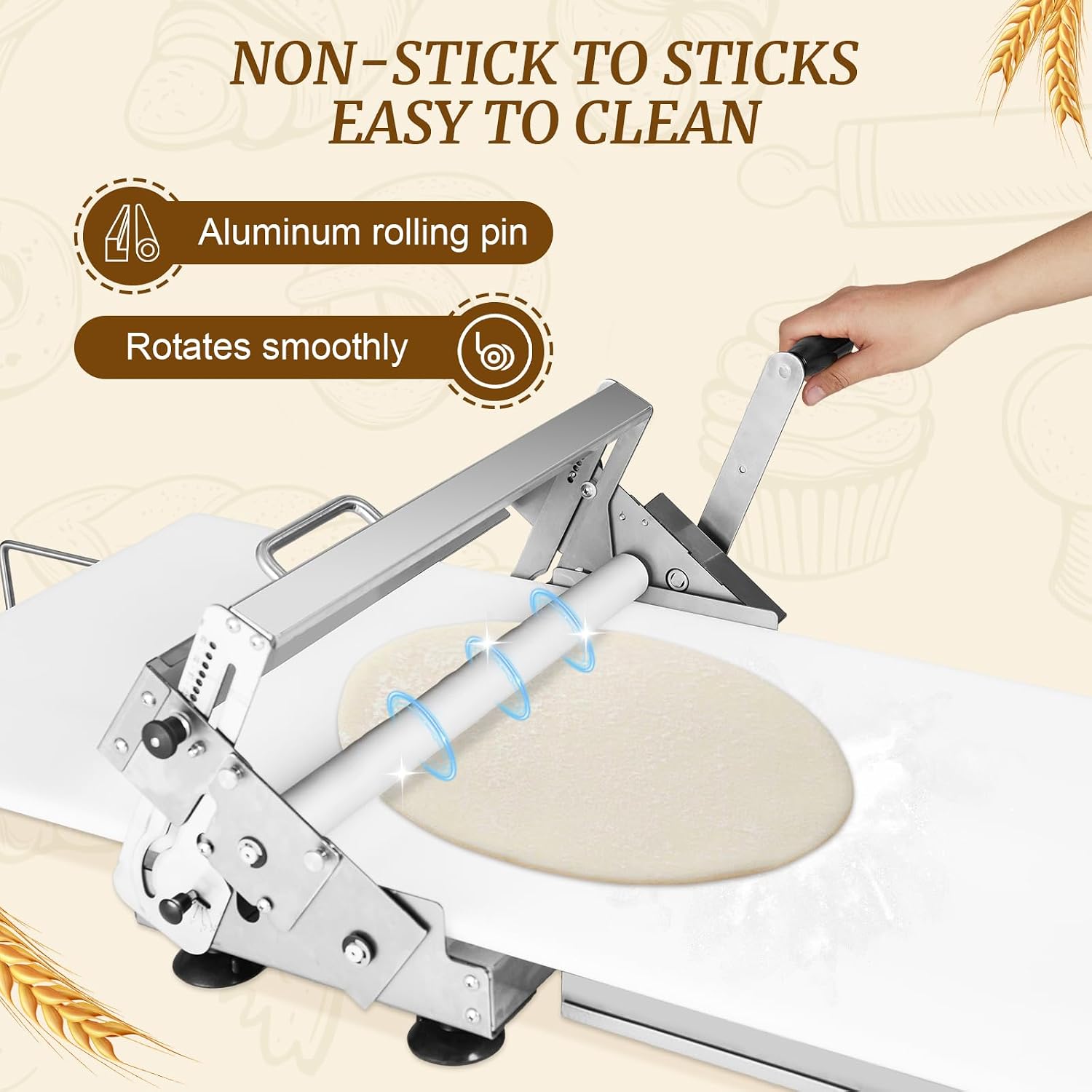 Manual Dough Sheeter 35.4' ×15.7',Roller Machine,Commercial Folding Dough Maker with Carry Handle, Adjustable Thickness for Pizza, Pasta, Pastry