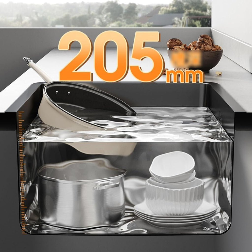 JATIBOSH Square Bar Sink Single Bowl Sink Kitchen Black Sink Stainless Steel Undercounter Small Vegetable Small Workstation Sink (Size : 35x35cm)