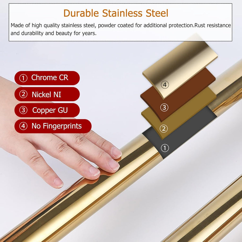 Large Heavy Duty Barn Door Pull Handle Exterior Entry Glass Door Handle Bar with Screws Kit Rust Resistance Easy to Install (Black Long 80cm/31.5 inch) (Gold Long 60cm/23.6 inch)