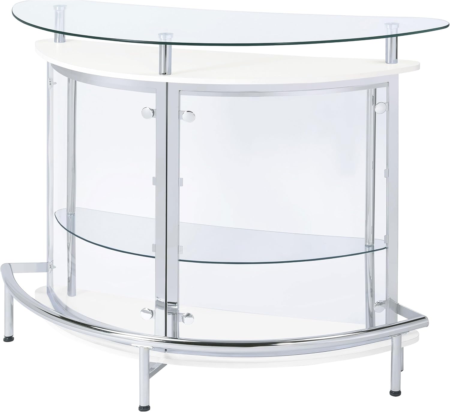 Coaster Home Furnishings Amarillo Glass Top Freestanding Home Bar Cabinet, Modern Liquor Cabinet with 2 Shelves and Wine Glass Rack, White