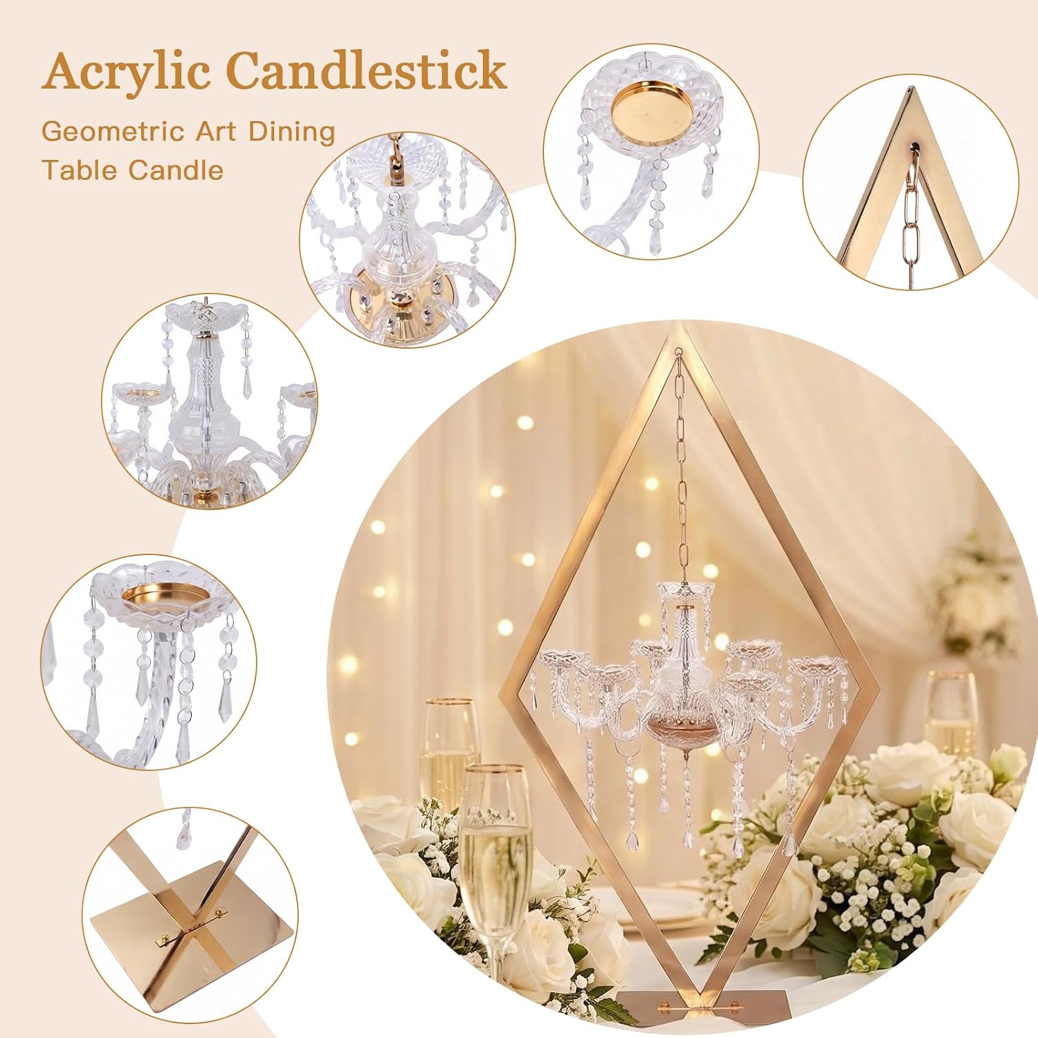 Stunning 2PCS Diamond Candle Holders | Modern Metal Wedding Centerpiece with European Style for Romantic Dining Table Decor, Party & Home